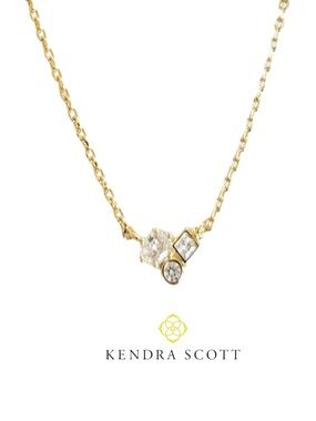 Kendra Scott Henry Gold Pendant Necklace in Multiple White CZ Stones NWT
